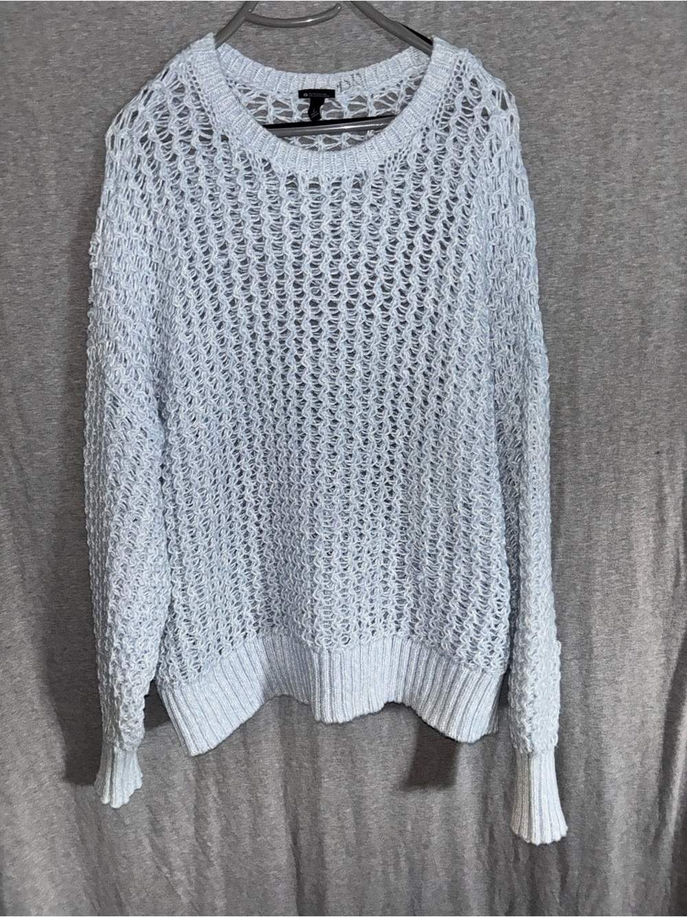 torrid Light Blue Open-Knit Crewneck Sweater